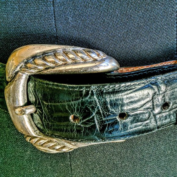 Onyx  Brighton midnight croc embossed belt size 30 main image 4